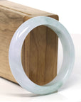 Baikalla High End Natural Jadeite Jade Light Lavender Blue Green Flower Bangle Bracelet (56 mm)