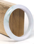 Baikalla™ "Classic Bangle" Natural Jadeite Jade Lavender Blue Green Flower Bangle Bracelet (60.1mm)