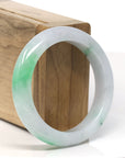 Baikalla™ "Classic Bangle" Natural Jadeite Jade Intense Green Flower Bangle Bracelet (53.3mm)