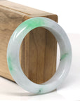 Baikalla™ "Classic Bangle" Natural Jadeite Jade Intense Green Flower Bangle Bracelet (53.3mm)