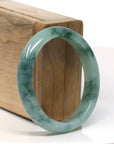 Baikalla High End Natural Forest Green Jadeite Jade Oval Bangle Bracelet (54.9 mm)