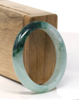 Baikalla High End Natural Forest Green Jadeite Jade Oval Bangle Bracelet (52.9 mm)