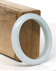 Baikalla Natural Smooth White Jadeite Jade Oval Bangle Bracelet (53.3 mm)