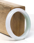 Baikalla Natural White & Green Jadeite Jade Oval Bangle Bracelet (54.2 mm)