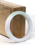 Baikalla Natural White & Green Jadeite Jade Oval Bangle Bracelet (54.2 mm)
