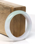 Baikalla Natural White & Green Jadeite Jade Oval Bangle Bracelet (54.2 mm)