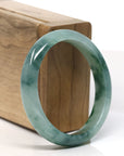 Baikalla Natural Forest Green Jadeite Jade Oval Bangle Bracelet (55.5 mm)