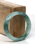 Baikalla Natural Forest Green Jadeite Jade Oval Bangle Bracelet (55.5 mm)