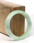 Baikalla Natural Icy Apple Green Jadeite Jade Oval Bangle Bracelet (54.1 mm)