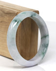 Baikalla Natural Light Lavender & Deep Blue-Green Flowers Jadeite Jade Bangle Bracelet (57.7mm)