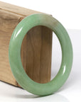 Baikalla Burmese Green W/ Light Hazel Patch Jadeite Jade Traditional-Round Bangle ( 53.1 mm)