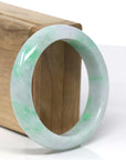 Baikalla Natural Vibrant Green Patches Jadeite Jade Bangle Bracelet (56.29mm)