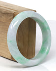 Baikalla Natural Vibrant Green Patches Jadeite Jade Bangle Bracelet (56.29mm)
