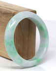 Baikalla Natural Vibrant Green Patches Jadeite Jade Bangle Bracelet (56.29mm)