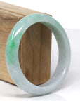 Baikalla Natural Apple-Green & Light Lavender Jadeite Jade Bangle Bracelet (59.04mm)