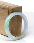 Baikalla Natural Multi-Color "Fu Lu Shou" Jadeite Jade Oval Bangle Bracelet (54.2mm)