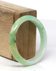 Baikalla Natural Vibrant Green & Yellow Jadeite Jade Oval Bangle Bracelet (53mm)