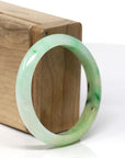 Baikalla Natural Vibrant Green & Yellow Jadeite Jade Oval Bangle Bracelet (53mm)