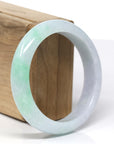 Baikalla Natural Green & Light Lavender Jadeite Jade "Half Round" Bangle Bracelet (57.85mm)