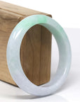 Baikalla Natural Green & Light Lavender Jadeite Jade "Half Round" Bangle Bracelet (57.85mm)