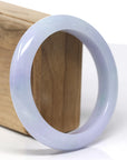 Baikalla Natural Purple Lavender Jadeite Jade "Half Round" Bangle Bracelet (60.44mm)