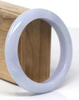 Baikalla Natural Purple Lavender Jadeite Jade "Half Round" Bangle Bracelet (60.44mm)