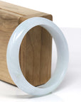 Baikalla Natural Light Blue-Green Jadeite Jade "Half Round" Bangle Bracelet (57.28mm)