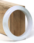 Baikalla Natural Icy Light Lavender & Oil-Green Patch Jadeite Jade "Half Round" Bangle Bracelet (57.2mm)