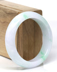 Baikalla Natural Icy Apple-Green Patches Jadeite Jade "Half Round" Bangle Bracelet (54.7mm)