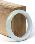 Baikalla Natural Light Blue-Green W/ Light Yellow Patch Jadeite Jade "Half Round" Bangle Bracelet (51.1mm)