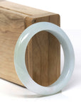 Baikalla Natural Light Blue-Green W/ Light Yellow Patch Jadeite Jade "Half Round" Bangle Bracelet (51.1mm)