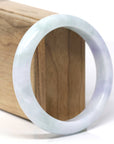 Baikalla Natural Light Blue-Green & Lavender Jadeite Jade "Half Round" Bangle Bracelet (59.9mm)