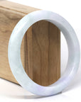 Baikalla Natural Light Blue-Green & Lavender Jadeite Jade "Half Round" Bangle Bracelet (59.9mm)