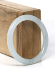 Baikalla Natural Icy Light Oil-Green & Grey Wuji Jadeite Jade "Petite Traditional Round" Bangle Bracelet (51.7mm)