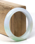 Baikalla Natural Multi-Color "Fu Lu Shou" Jadeite Jade "Half Round" Bangle Bracelet (53.7mm)
