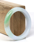 Baikalla Natural Multi-Color "Fu Lu Shou" Jadeite Jade "Half Round" Bangle Bracelet (53.7mm)