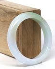 Baikalla Natural Multi-Color "Fu Lu Shou" Jadeite Jade "Half Round" Bangle Bracelet (53.7mm)