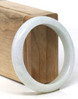 Baikalla Natural Light Green & Sajin (Golden Dust) Jadeite Jade "Half Round" Bangle Bracelet (55.7mm)
