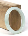 Baikalla Natural Icy Light Green Jadeite Jade Oval Bangle (54.9mm)