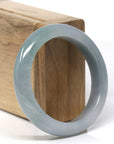 Baikalla Natural Oil-Green & Grey-Lavender Jadeite Jade "Half Round" Bangle Bracelet (54.2mm)