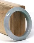 Baikalla Natural Oil-Green & Grey-Lavender Jadeite Jade "Half Round" Bangle Bracelet (54.2mm)