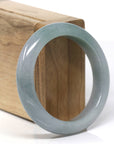 Baikalla Natural Oil-Green & Grey-Lavender Jadeite Jade "Half Round" Bangle Bracelet (54.2mm)