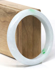 Baikalla Natural Apple-Green Patches Jadeite Jade "Half Round" Bangle Bracelet (57.7mm)