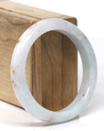 Baikalla Natural Light Lavender Green & Sajin (Golden Dust) Jadeite Jade "Half Round" Bangle Bracelet (56.7mm)