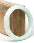High-End Natural Light Apple-Green Jadeite Jade "Half Round" Bangle Bracelet (58.7mm)