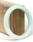 High-End Natural Light Apple-Green Jadeite Jade "Half Round" Bangle Bracelet (58.7mm)