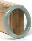 Baikalla Natural Oil-Green Jadeite Jade "Half Round" Bangle Bracelet (59.2mm)