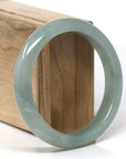 Baikalla Natural Oil-Green Jadeite Jade "Half Round" Bangle Bracelet (59.2mm)