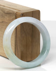 Baikalla Natural Light Blue-Green W/ Yellow Patch Jadeite Jade "Oval" Bangle Bracelet (56.3mm)