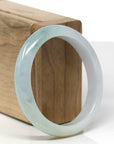 Baikalla Natural Light Blue-Green W/ Yellow Patch Jadeite Jade "Oval" Bangle Bracelet (56.3mm)